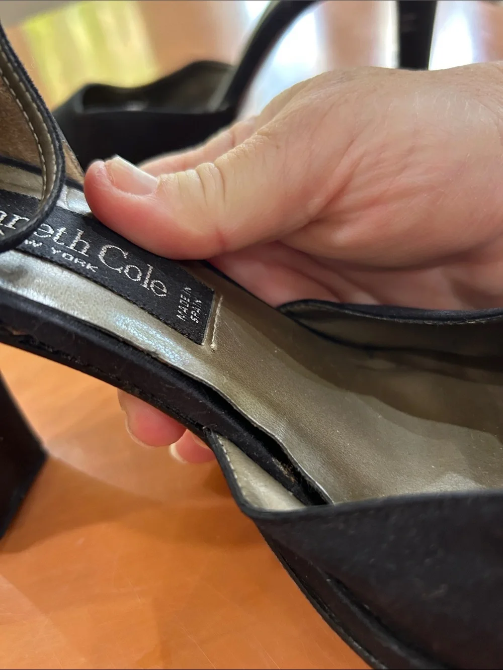 Kenneth Cole Black Square-Toe Ankle-Strap Block Heels